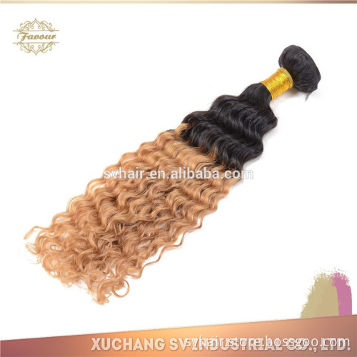 wholesale price brazilian ombre weave hair Hot sale deep wave two tone hair,100% human ombre hair brazilian remy hair weave